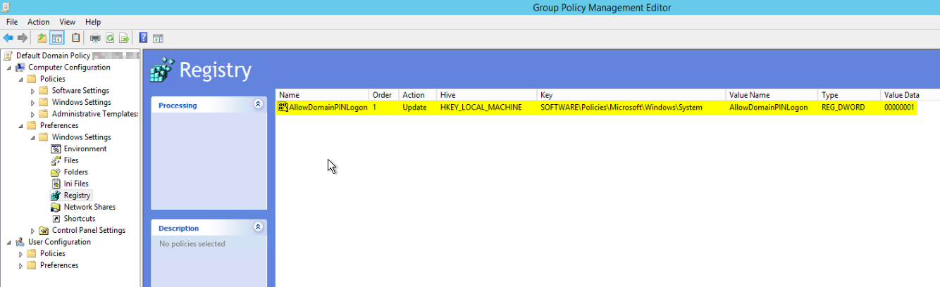 Group Policy Windows Hello Registry Key
